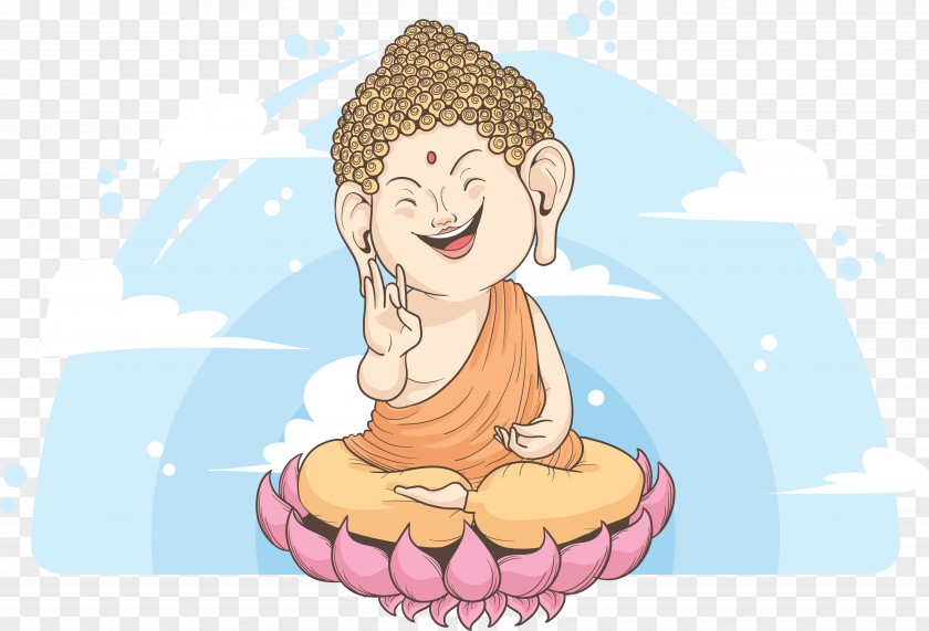 Cartoon Buddha Meditation Illustration PNG