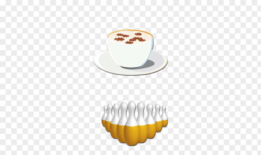 Cartoon Hand-painted Coffee Bowling Bottle Ten-pin Pin PNG