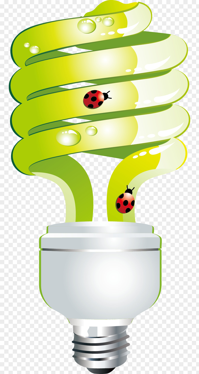 Cartoon Creative Green Flowers Insect Light Bulb Incandescent Drawing PNG