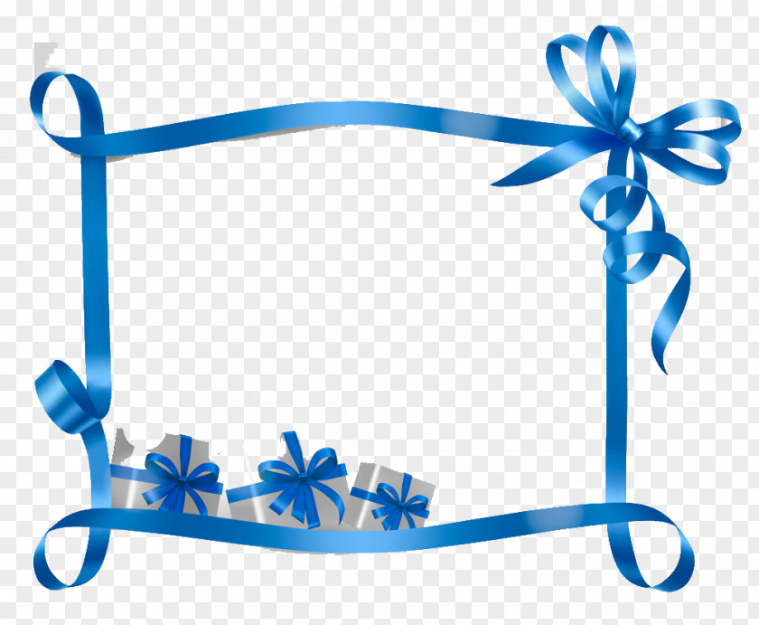 Gift Border Ribbon Card Blue PNG