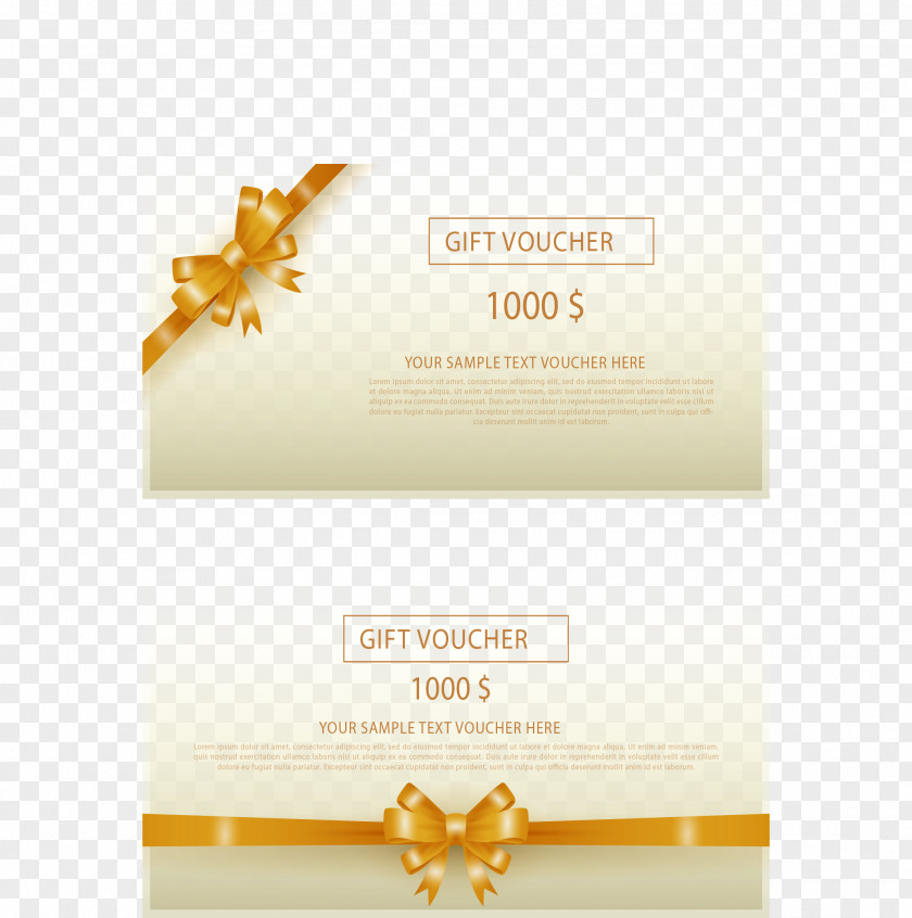 Gold Bow Decoration Gift Vouchers PNG