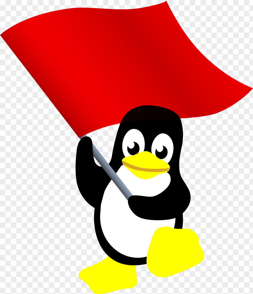 Linux Tux Racer Penguin Red Flag PNG