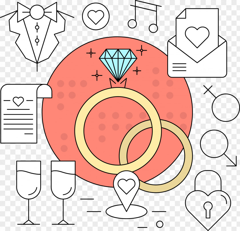 Vector Hand-painted Diamond Ring Euclidean Illustration PNG