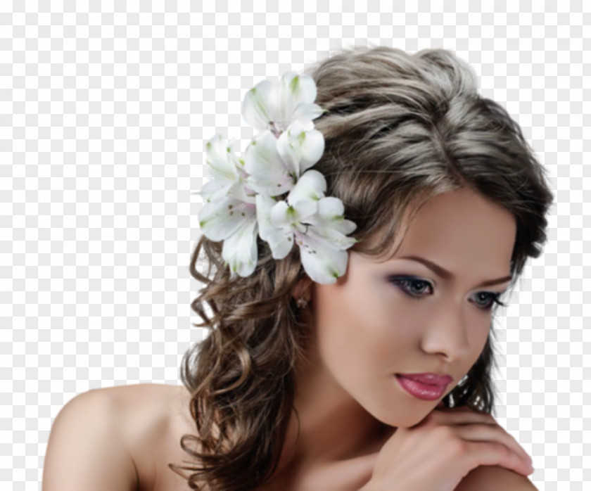 Beautiful Bride Long Hair Headpiece Tie Brown PNG