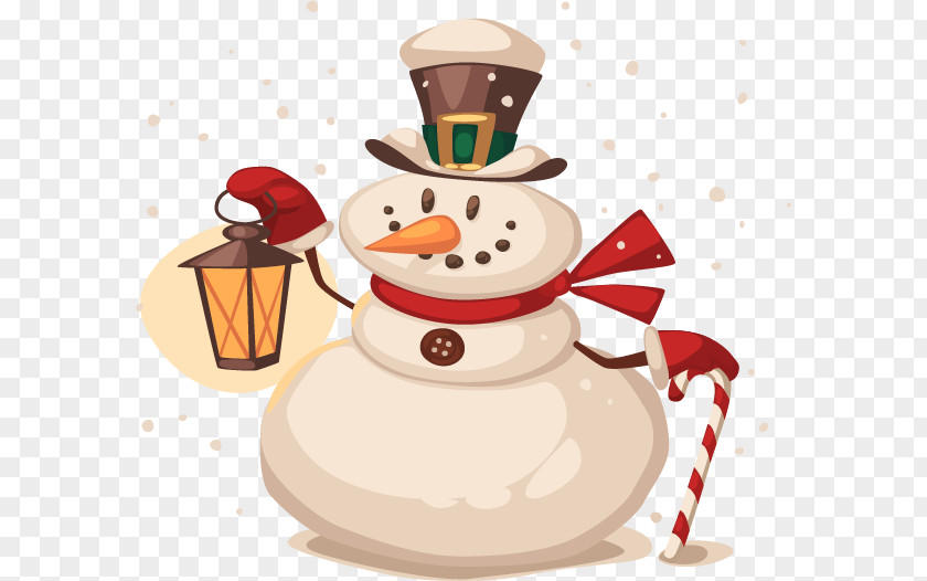 Vector Cute Snowman Santa Claus Christmas Illustration PNG