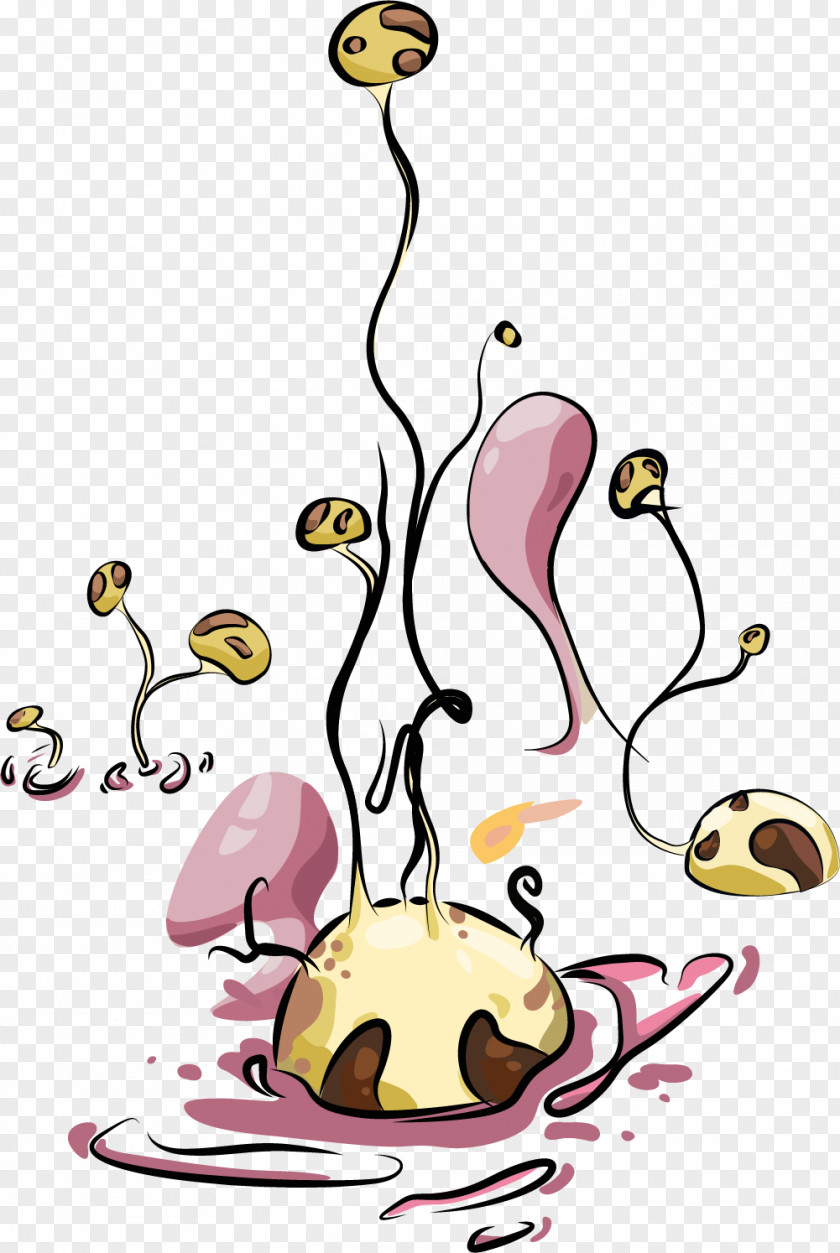 Hand Painted Yellow Mushroom Clip Art PNG