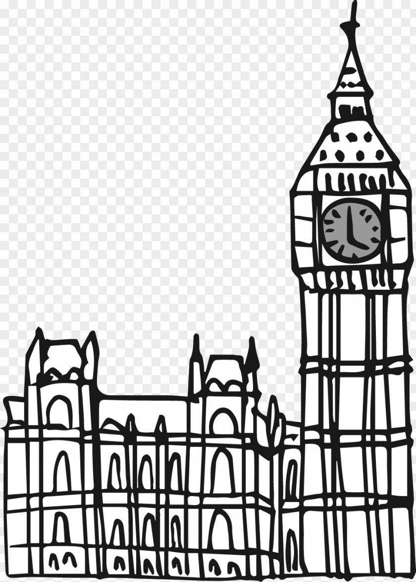 British Style Hand-painted Big Ben England Drawing Euclidean Vector PNG