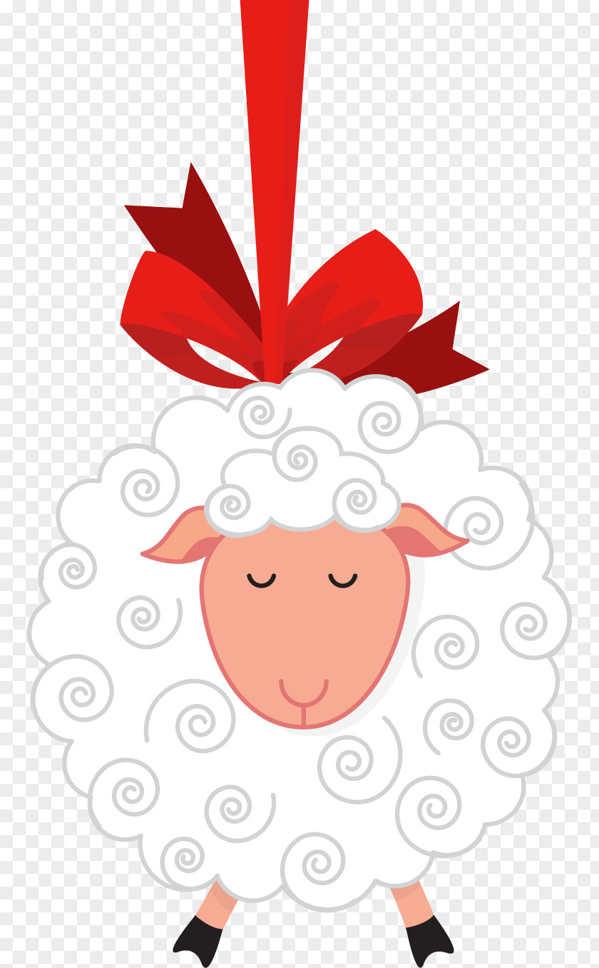 Vector Hand-drawn Cartoon Sheep Wearing A Bow Eid Al-Adha Holiday Party Fathers Day PNG