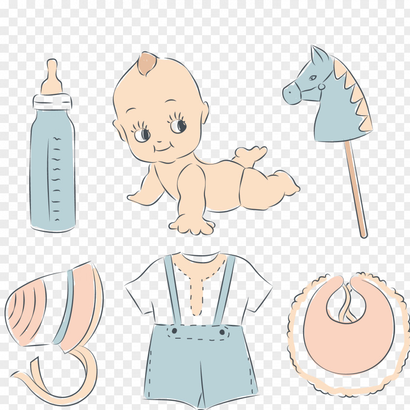 Vintage Baby Elements Infant Clip Art PNG