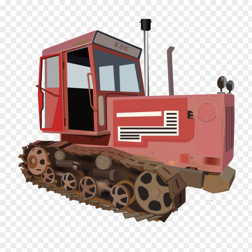 Red Tractor Bulldozer PNG