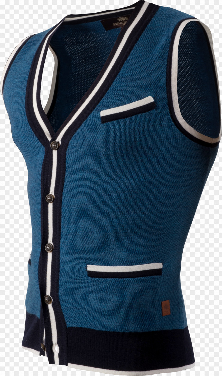 Porter Gilets Cobalt Blue Sleeveless Shirt PNG