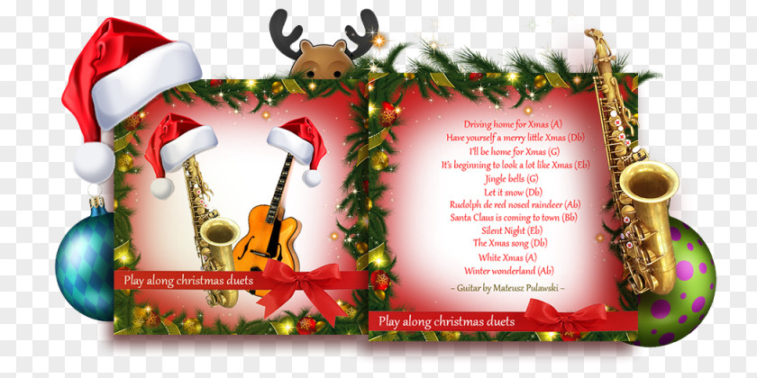 Santa Claus Rudolph Saxophone Christmas Ornament Song PNG