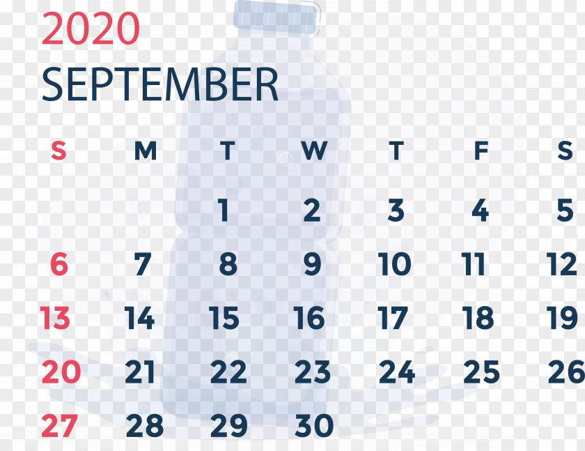 September 2020 Calendar Printable PNG