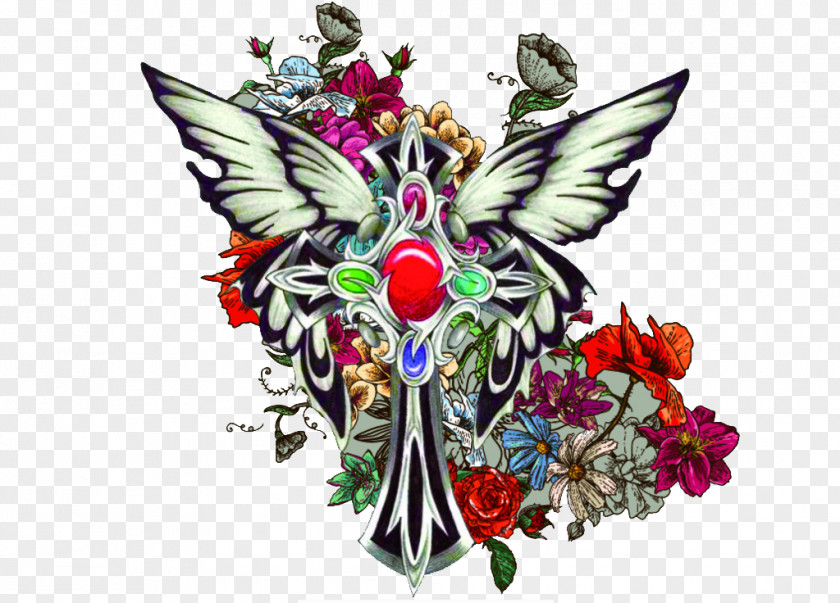 Butterfly Floral Design Illustration PNG