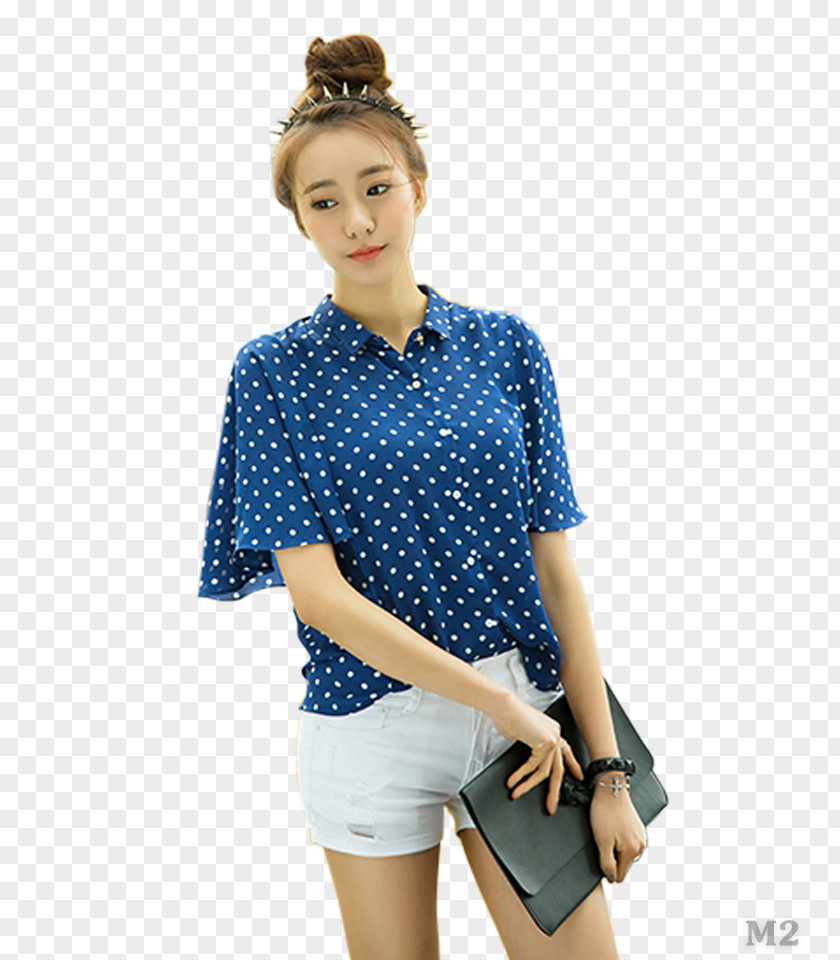 T-shirt Polka Dot Blouse Dress Shirt Collar PNG