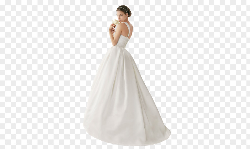 Dress Wedding Ivory Bride Satin PNG