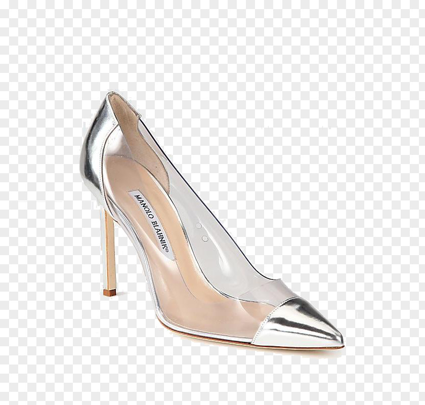 Manolo Silver High Heels Shoes Slipper Court Shoe High-heeled Footwear Fashion PNG