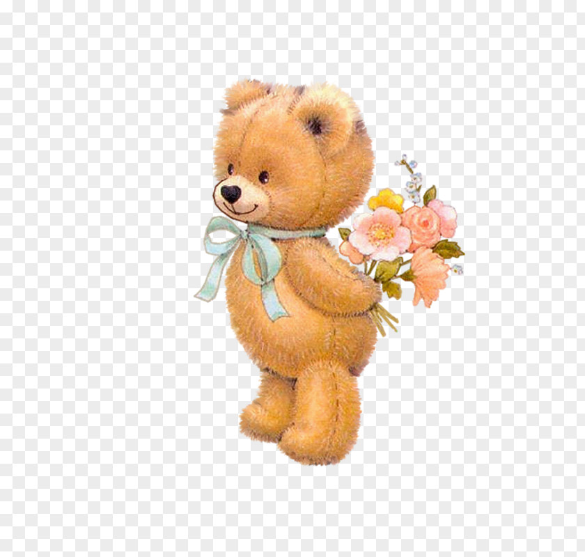 Teddy Bear Stuffed Toy Illustration PNG bear toy Illustration, Flowers clipart PNG