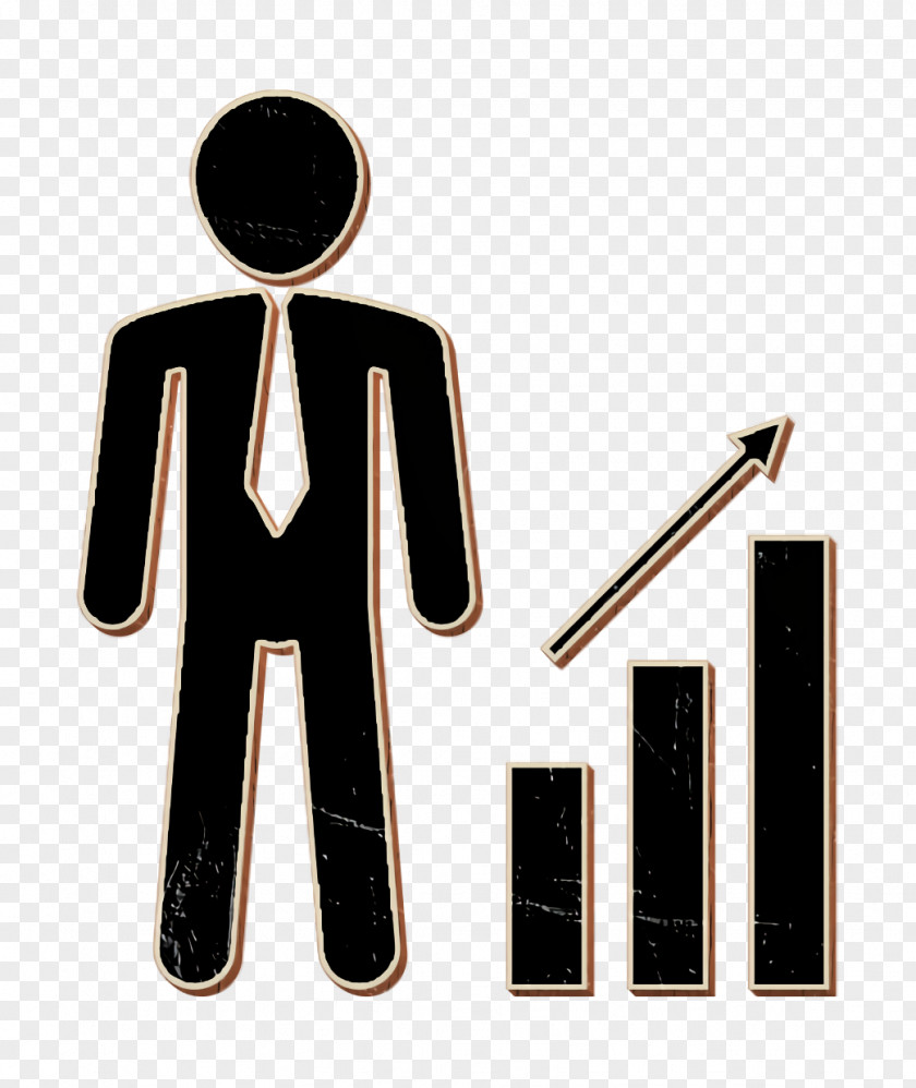 People Icon Businessman With An Ascendant Business Graph Of Bars Worker PNG
