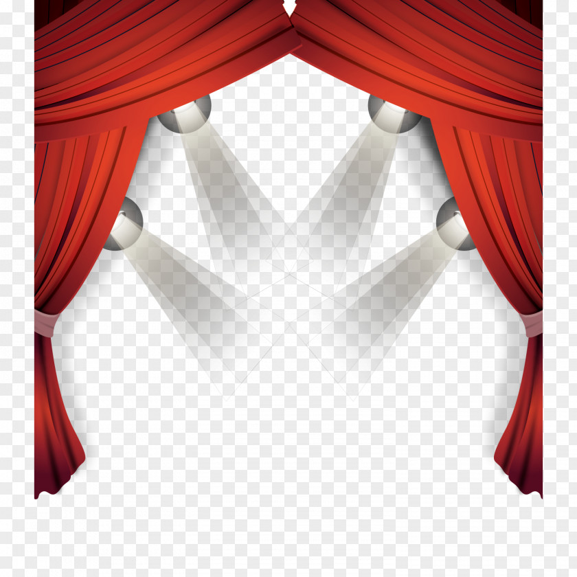 Vector Red Stage Curtains Light Curtain Euclidean PNG