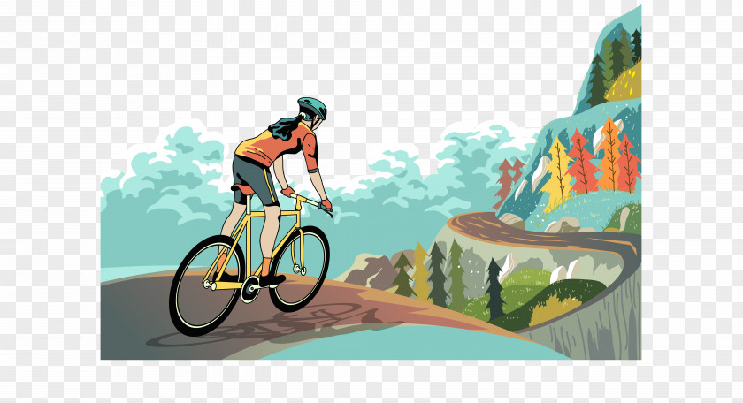 Watercolor Bike Bicycle Mountain Cycling PNG