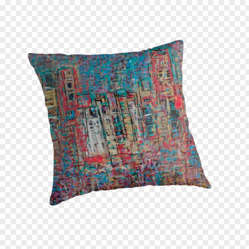 Chicago City Throw Pillows Cushion Turquoise PNG