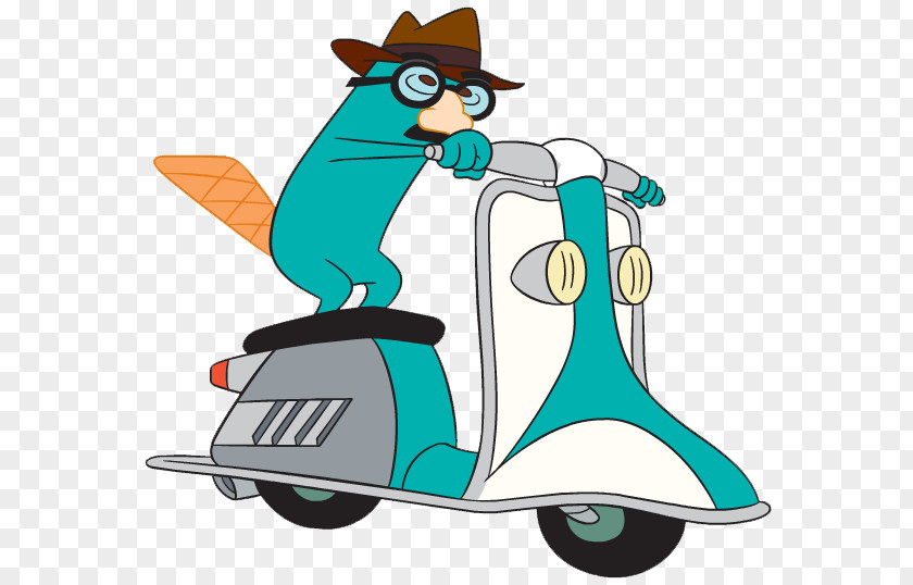 White Scooter Delivery Perry The Platypus Phineas Flynn Ferb Fletcher PNG