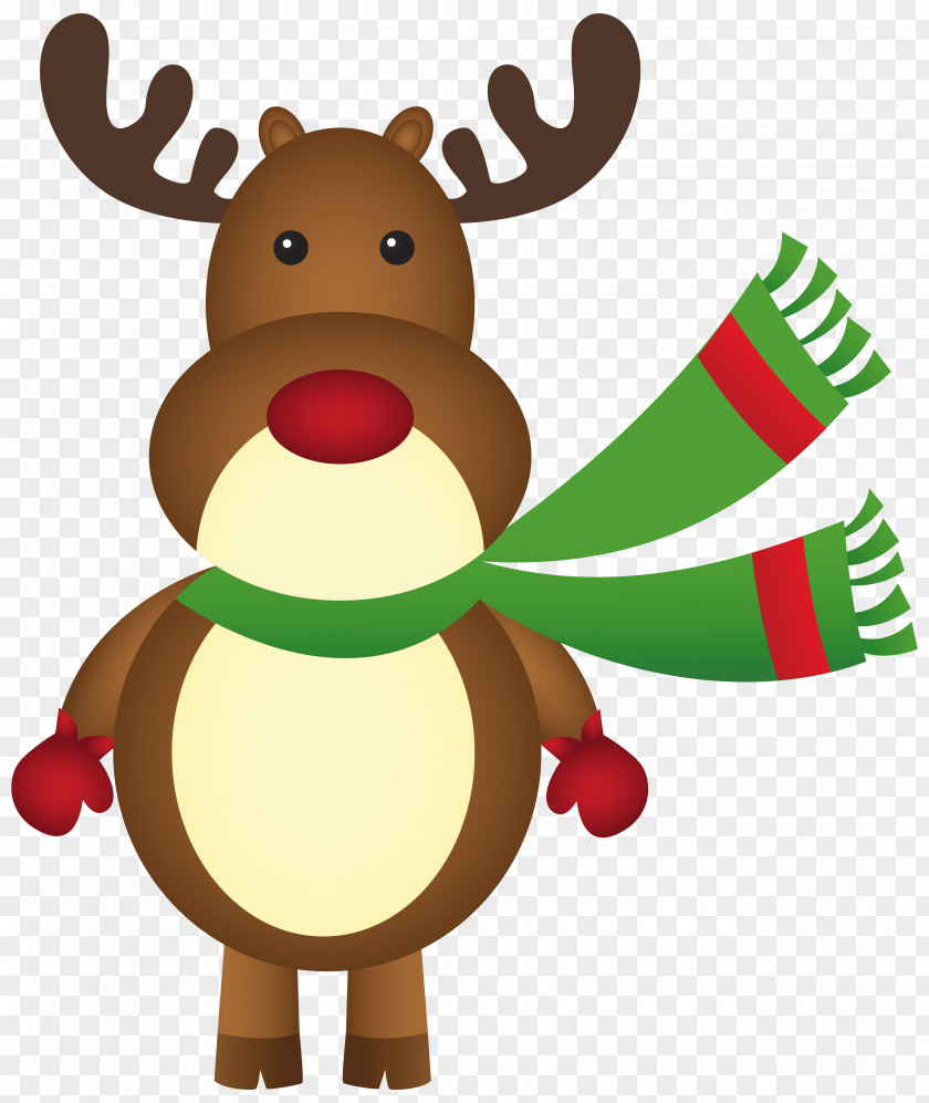Christmas Rudolph With Scarf PNG Clipart Image Santa Claus's Reindeer Clip Art PNG