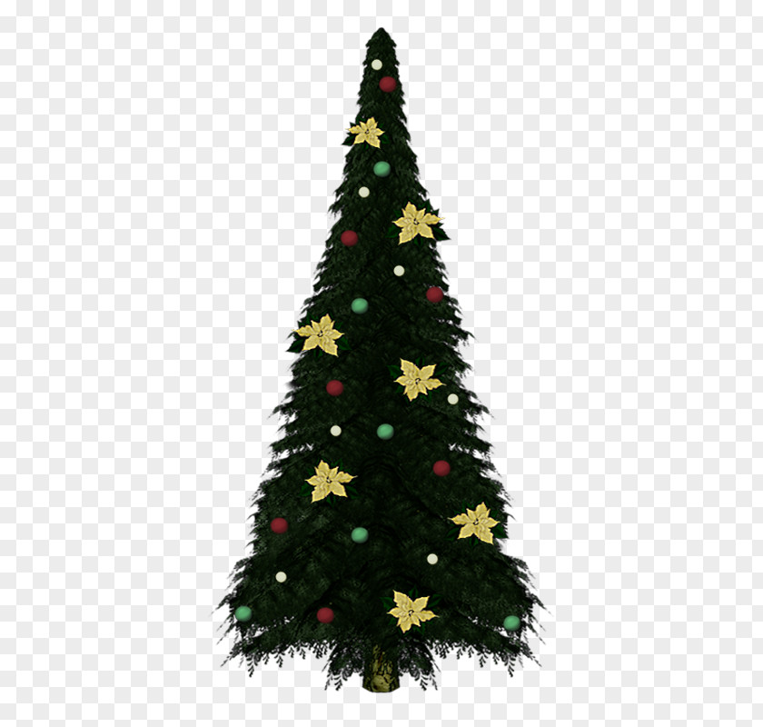 Christmas Tree Decorated With Flowers Decoration Fir PNG