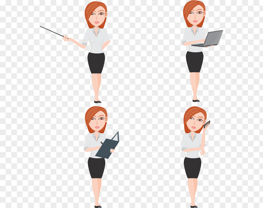 4 Business Women Design Vector Material Download Cartoon PNG