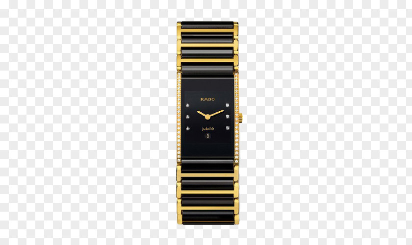 Ceramic Diamond Quartz Ladies Watch Rado Gold PNG