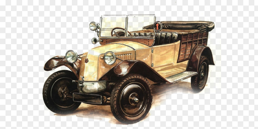 European-style Palace Retro Car Classic Tatra 11 Drawing Style PNG