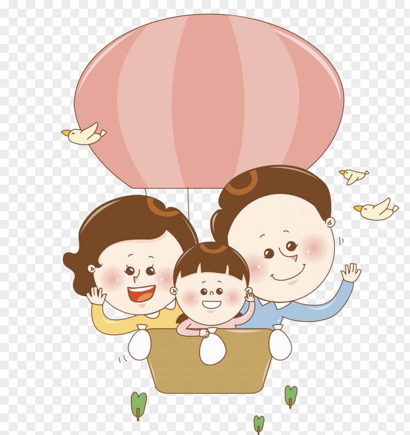 Pink Balloon Hot Air Flight Illustration PNG