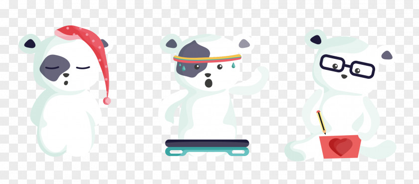 Vector White Bear Polar Cartoon Illustration PNG