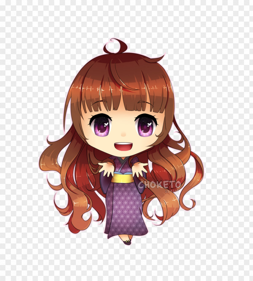 Violet Brown Hair Cartoon Character PNG