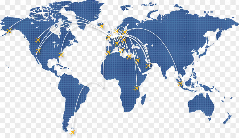 Flight Path World Map Globe PNG