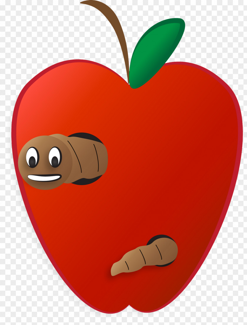 Worm Heart Cartoon Fruit Red Clip Art Apple PNG
