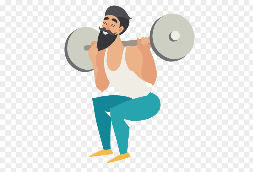 Cartoon Weight Lifting Vector Graphics Exercise Squat Fitness Centre Physical PNG
