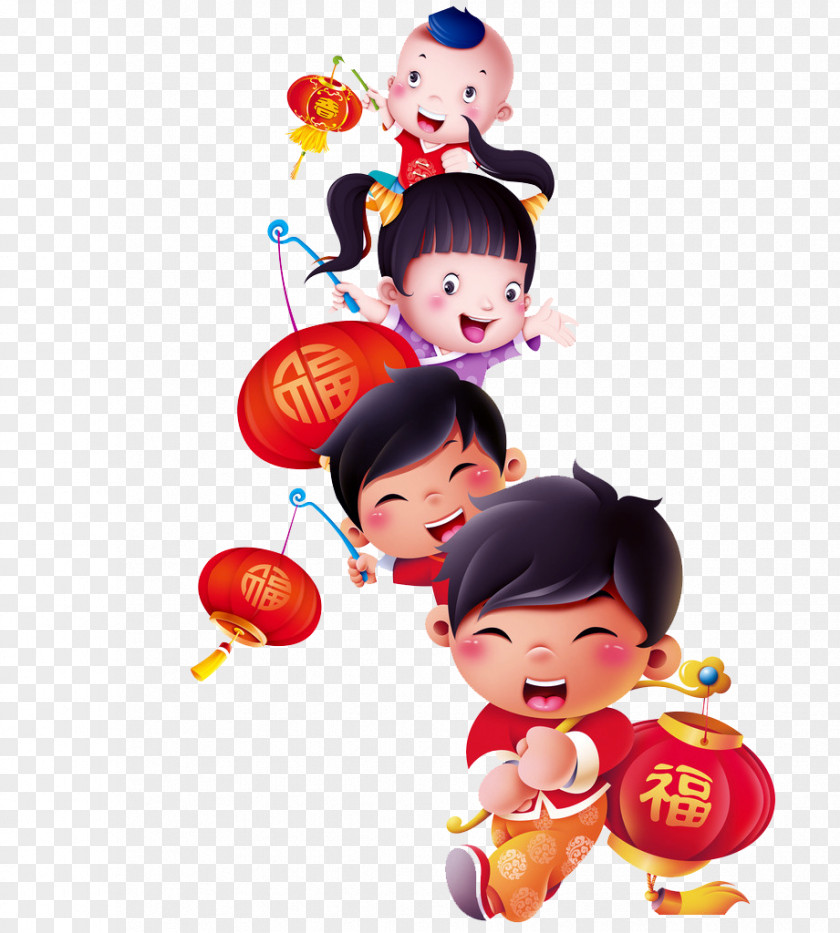 New Year Fuwa Fu Word WordArt Lantern Vector Chinese Papercutting Poster PNG
