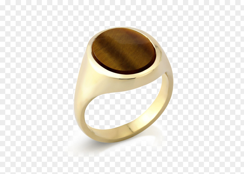 Ring Onyx Colored Gold Tiger's Eye PNG