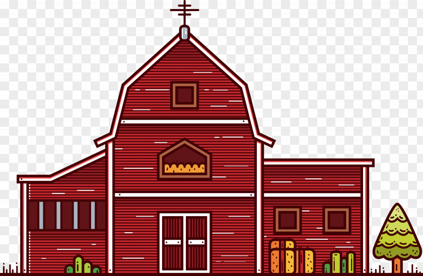 Cartoon Country Barn Vector Architecture Building PNG