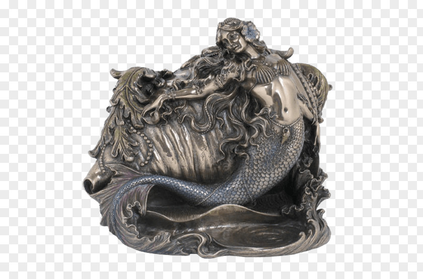 Nature Sea Animals Conch Mermaid Box Sculpture Statue PNG