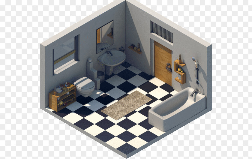 Wc Plan Isometric Projection Bedside Tables Bedroom PNG