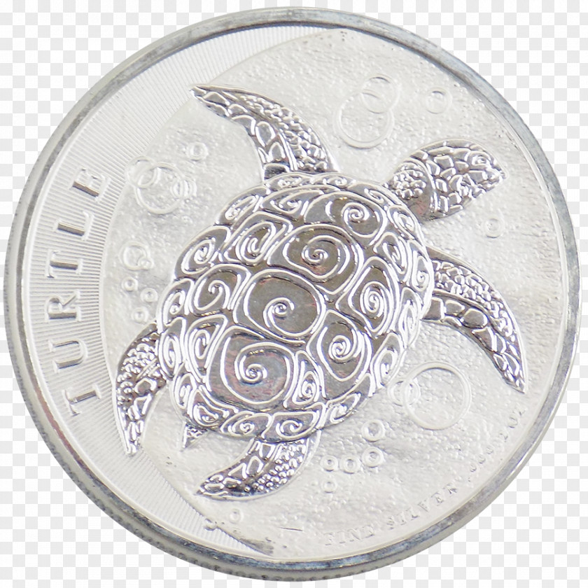 Metal Coin Silver Sea Turtle PNG