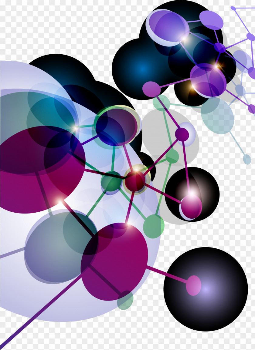 Colorful Vector Molecule Molecular Geometry PNG