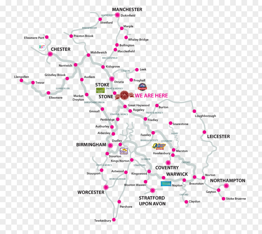 Map Staffordshire And Worcestershire Canal Trent Mersey Cheshire Ring Four Counties Macclesfield PNG