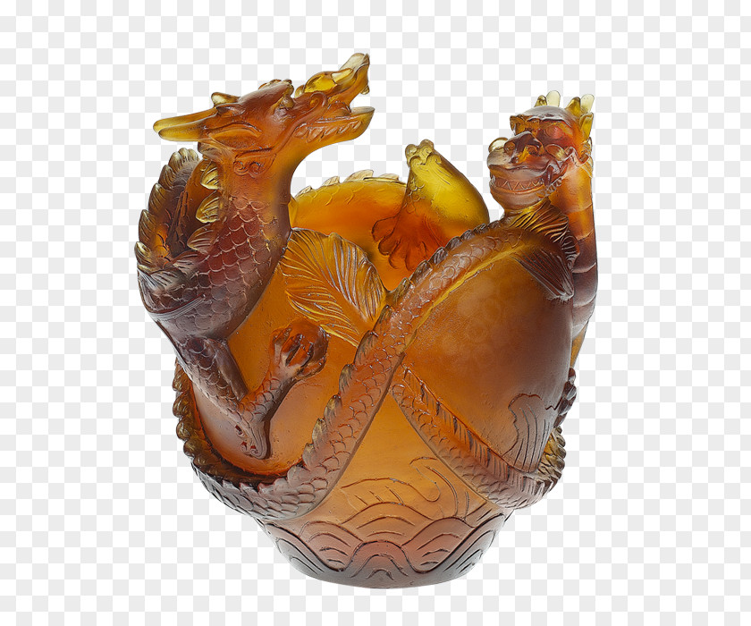 Vase Daum Horse L Amber, Ltd 500 EX Nancy Glass PNG