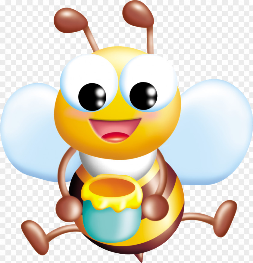 Bee Cartoon Illustration PNG