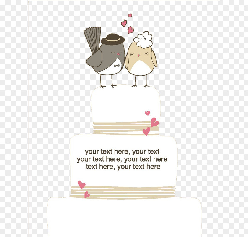 Cartoon Bird Cake Wedding Invitation Marriage PNG