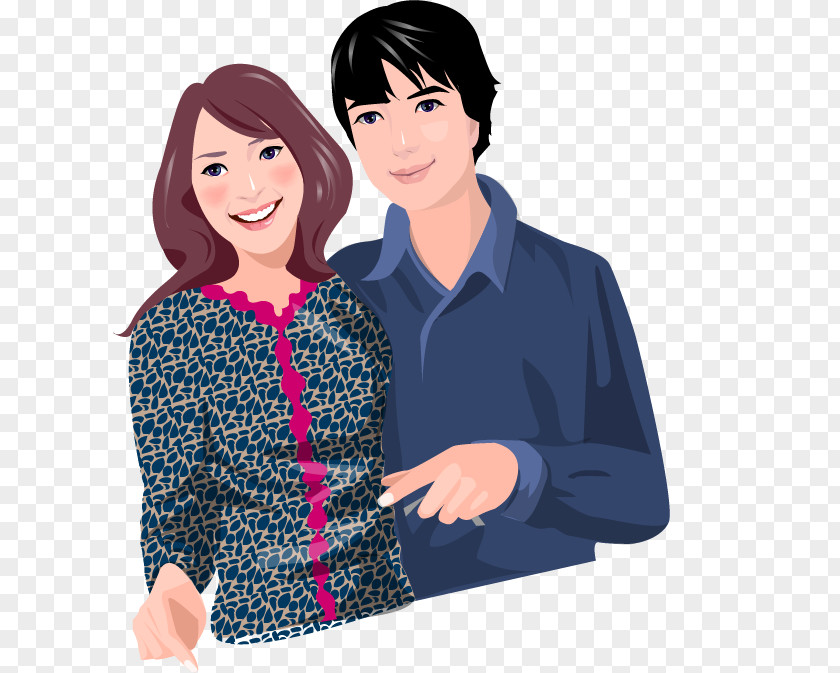 Creative Valentine's Day Shopping Couple Illustration PNG
